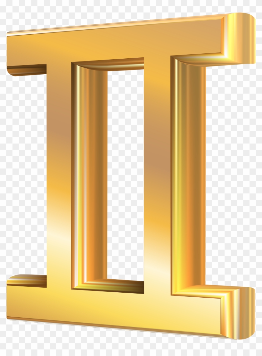 Gemini 3d Gold Zodiac Sign Png Clip Art Image - Clip Art Transparent Png