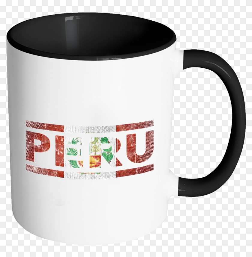 Retro Vintage Flag Peruvian Peru 11oz Black & White - Mug Clipart