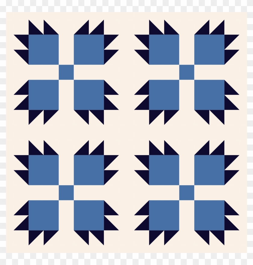 Bear Paw Blue On Cream - Bear Paw Free Quilt Pattern Clipart #1423330