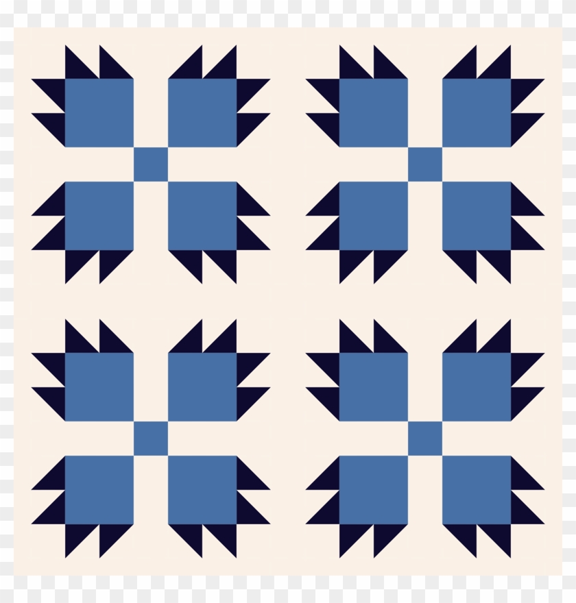 Bear Paw Blue On Cream - Bear Paw Free Quilt Pattern Clipart