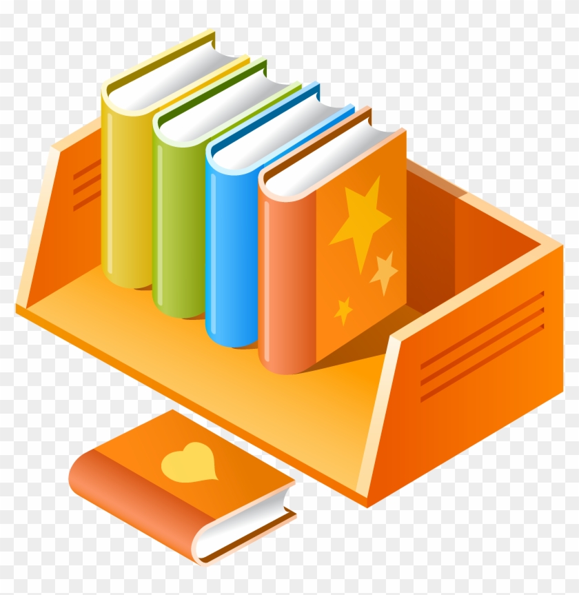 Shelf With Multicolored Books - 书本 Clipart