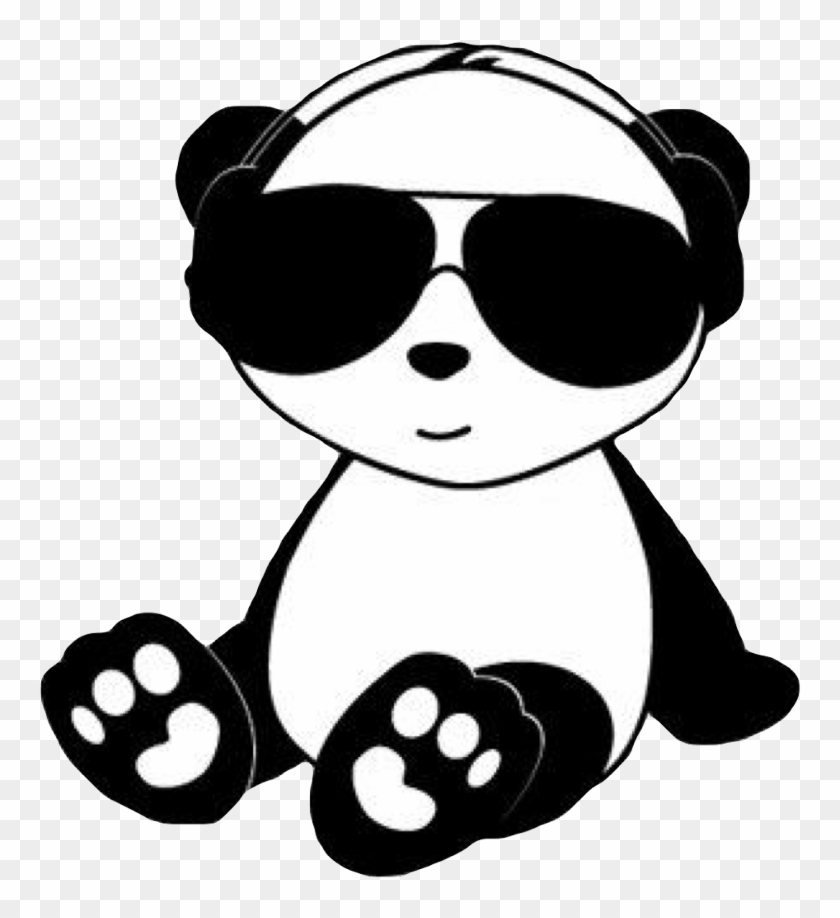 #chill #panda #cute #kawaii #black #white #animal #bear - Cartoon Panda With Sunglasses Clipart
