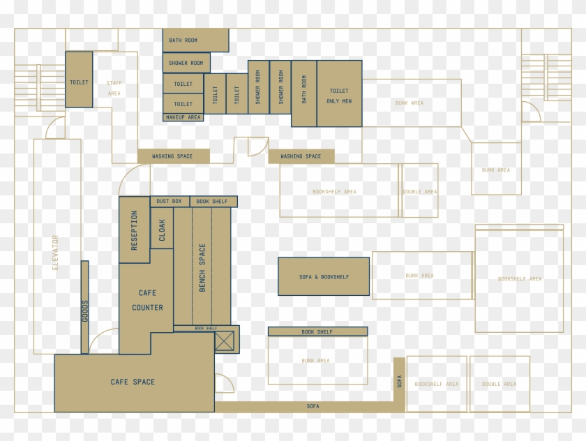 Bookshelf Combined With Guest Rooms And The Spacious - Floor Plan Clipart #1424177