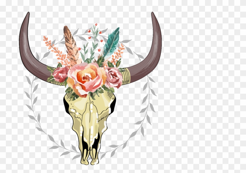 Cow Skull Png - Boho Cow Skull Transparent Clipart #1424703