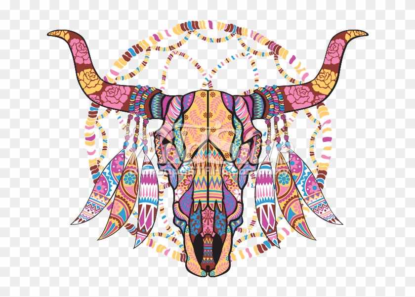 Mosaic Cowskull - Illustration Clipart