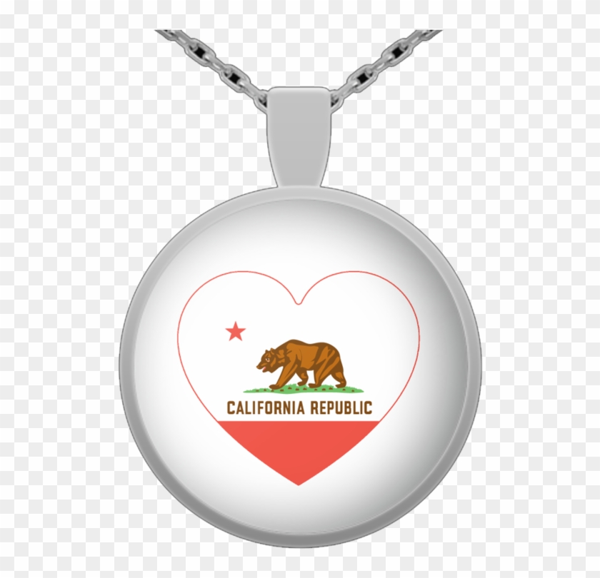 California Flag Heart Round Pendant Necklace - Locket Clipart #1425427
