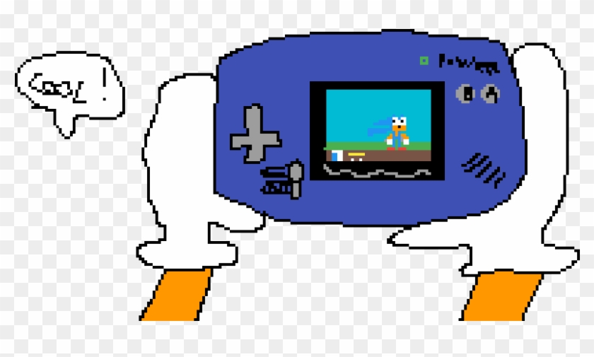 Sonic Playing His Game On Gameboy Advance - Cartoon Clipart