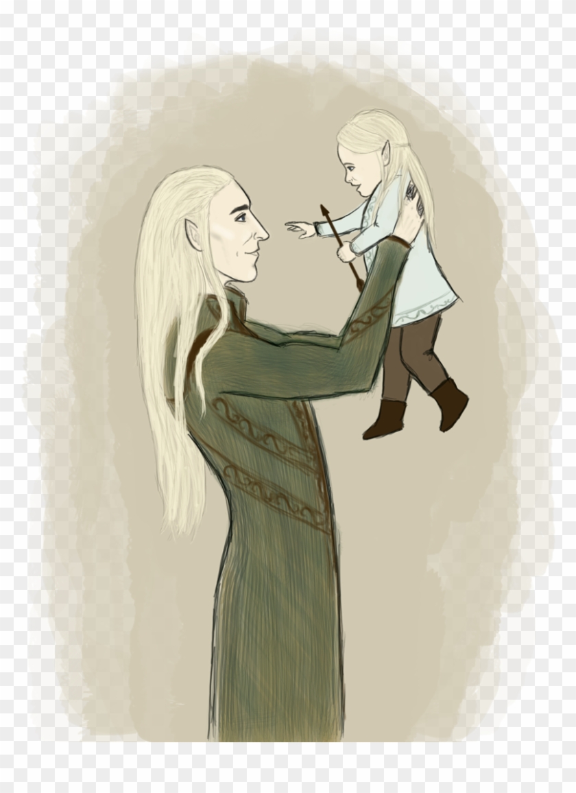 Little Sketch Of Thranduil With Baby-legolas My Obsession - Baby Legolas And Tauriel Clipart #1426262