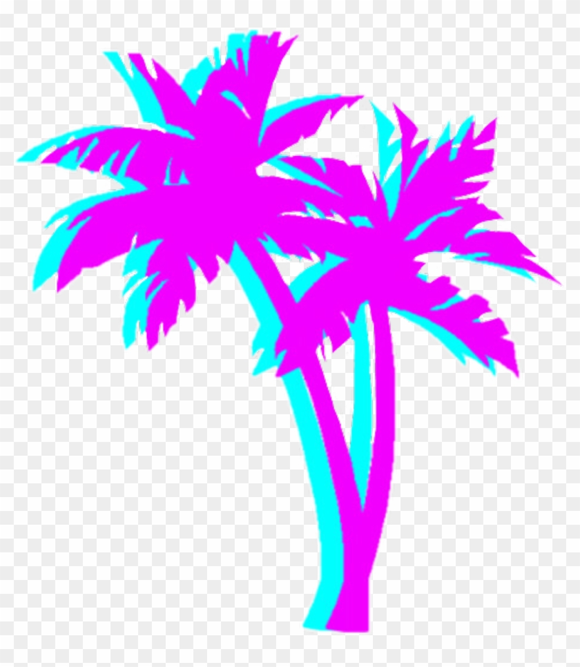Playa Sticker - Vaporwave Palm Trees Transparent Clipart