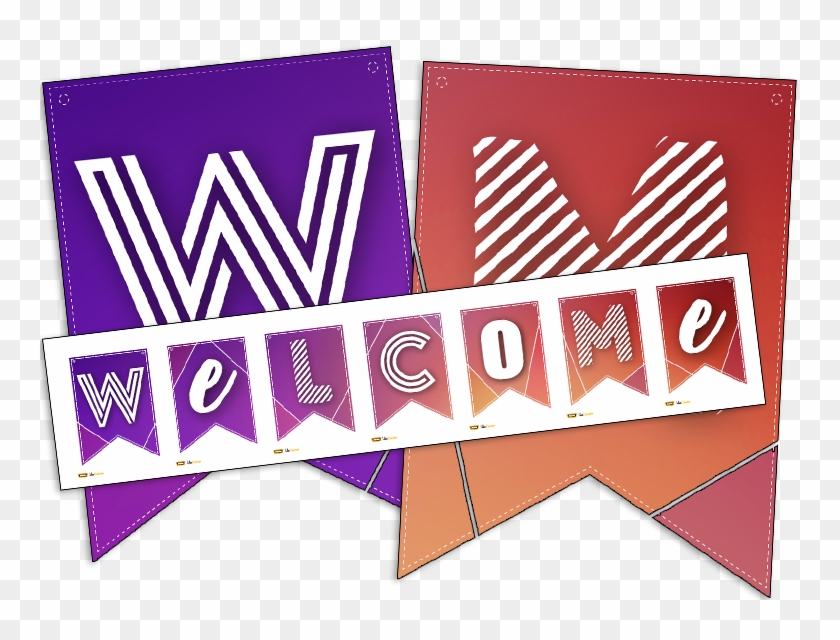 Back To School Pennant Welcome Sign - Paper Clipart #1426463