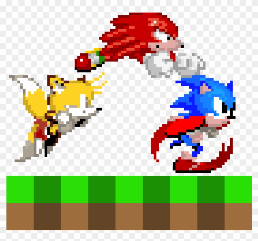 Sonic, Tails & Knuckles , Png Download - Sonic Knuckles Tails Pixel Clipart