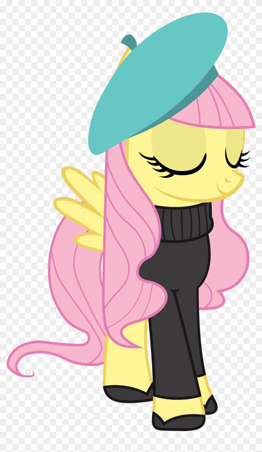 93198 Absurd Res Beatnik Beret Fluttershy Highres Recolor - My Little Pony Fluttershy Clothes Clipart