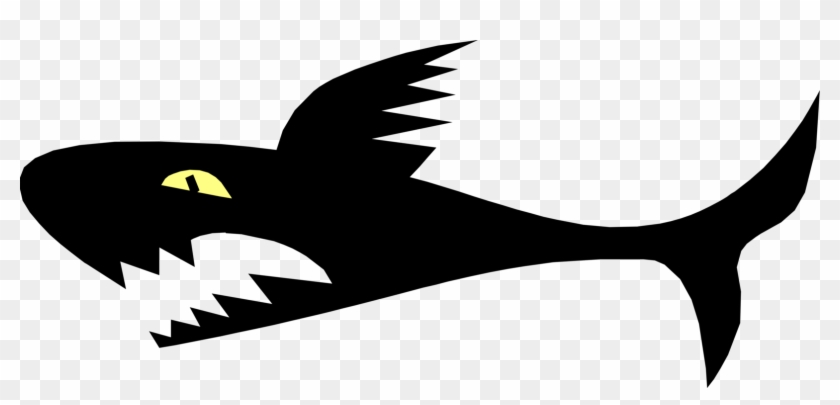 Vector Illustration Of Marine Predator Shark With Sharp - Emblem Clipart