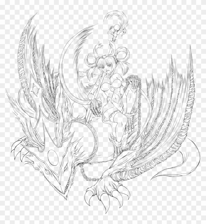 1girl Absurdres Breasts Chain Claws Dragon Duel Monster - Harpy Pet Dragon Coloring Clipart #1435345