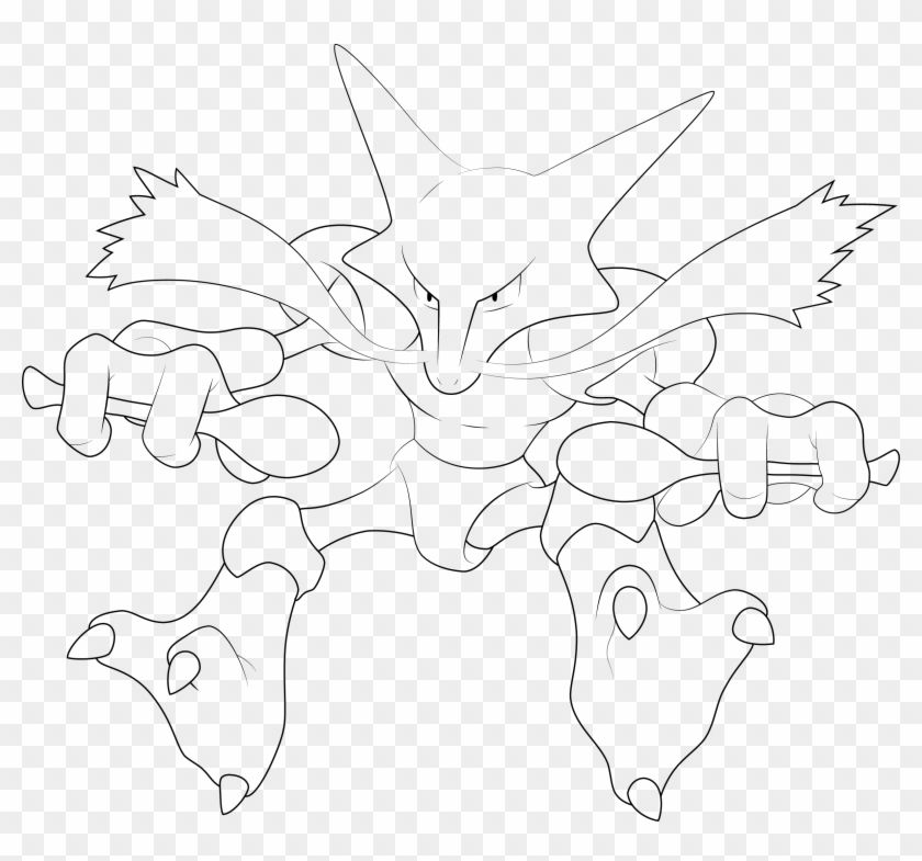 Alakazam Line-art By Alcadeas1 - Alakazam Black And White Clipart #1435816