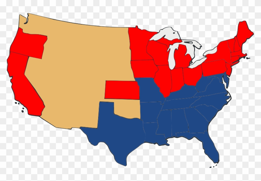 Slave And Free States Before The American Civil War-unbiased - Union And Confederate Colonies Clipart