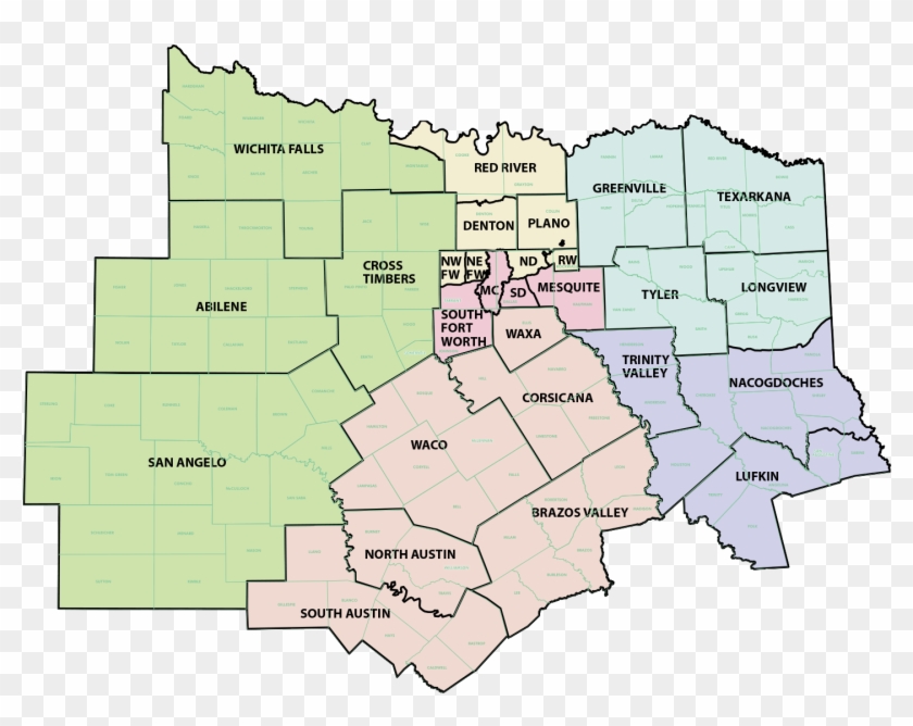 South Central Northeast Southeast - North Texas Regions Map Clipart