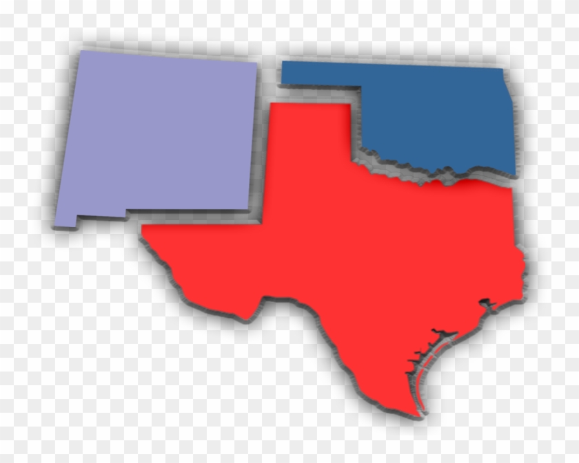 Map Outline Texas Red, New Mexico, Light Blue And Oklahoma, - Map Clipart
