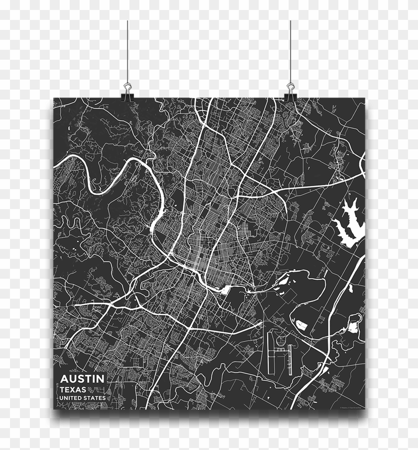 Premium Map Poster Of Austin Texas - Monochrome Clipart