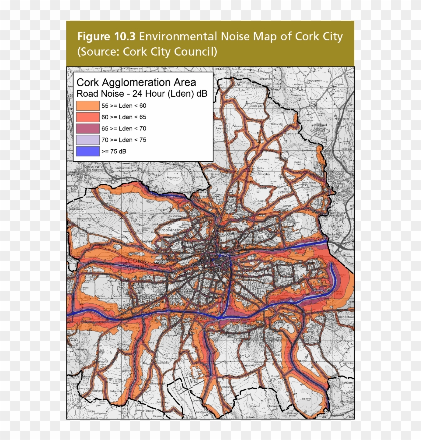 Environmental Noise Map Of Cork City - Map Clipart #1440757