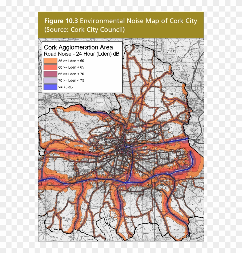 Environmental Noise Map Of Cork City - Map Clipart