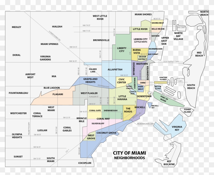 So With This, I Plan On Taking Those Notes And Applying - Miami Neighborhoods Map Clipart #1443815