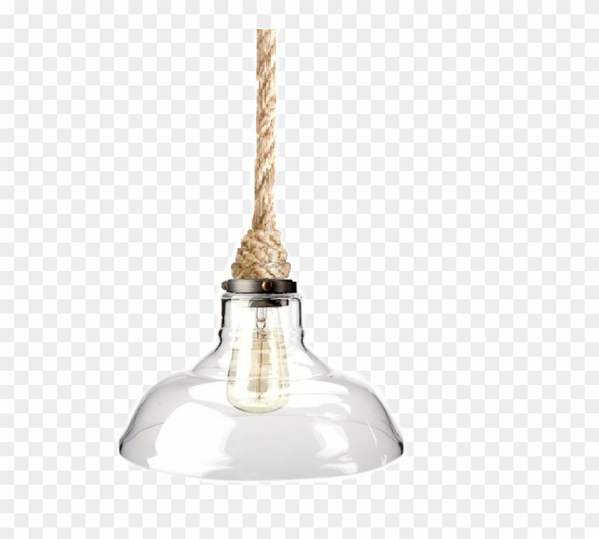 Rope Pendant With Industrial Glass Lamp Shade - Lampshade Clipart #1444560