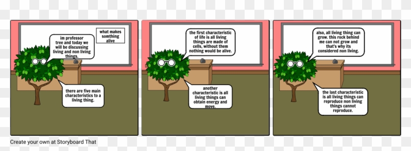 Proffesor Tree And The Living Things - Cartoon Clipart