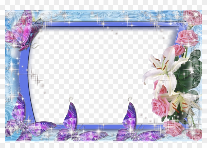 Moldura De Flores Com Borboletas Clipart #1445110