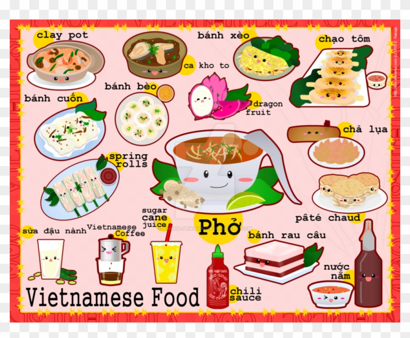 Chinese Food Clipart Vietnamese Pho - Vietnamese Food Chart - Png Download #1445557