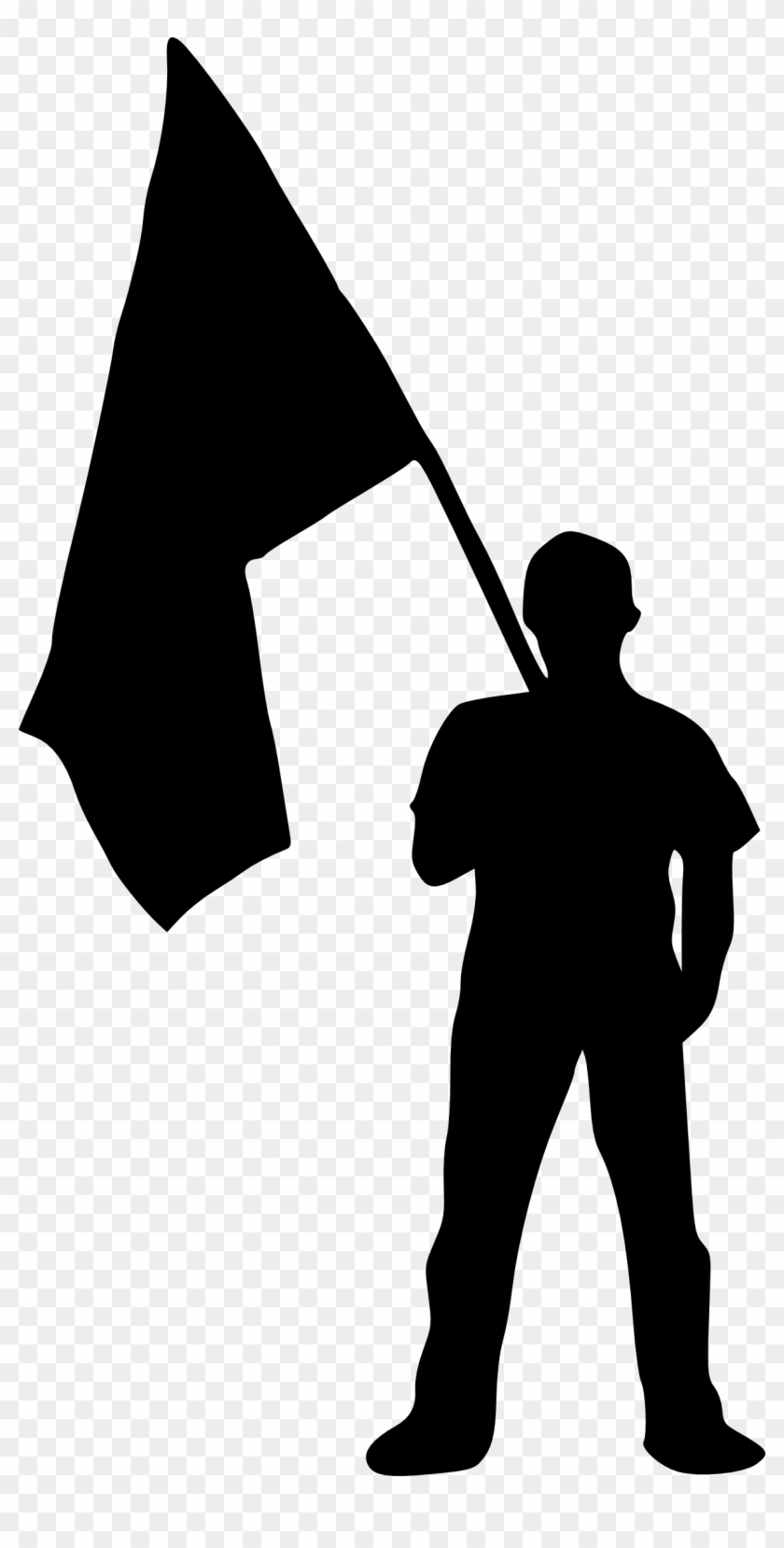 Png File Size - Man Holding Flag Silhouette Clipart #1445872