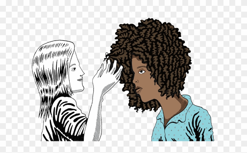 Hair-touch - White Girls Touching Black Girls Hair Clipart #1445890