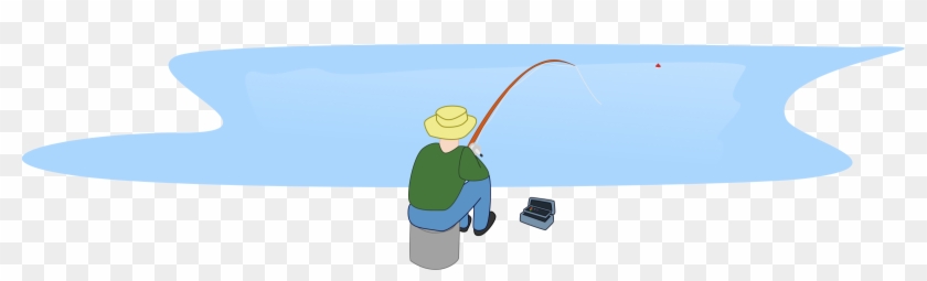 Fisherman Fishing Sitting By A Lake Png Royalty Free - Lake Fishing Clipart Transparent Png