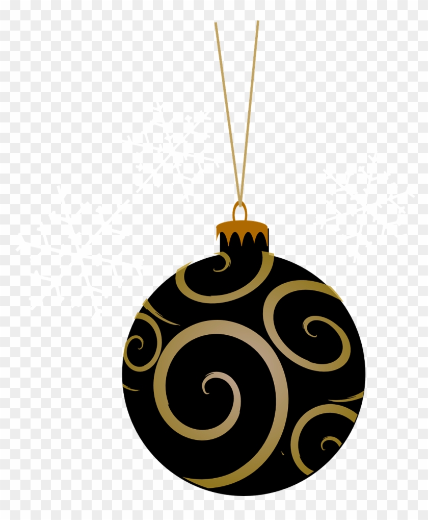 Black And Gold Christmas Baubles Clipart #1447673