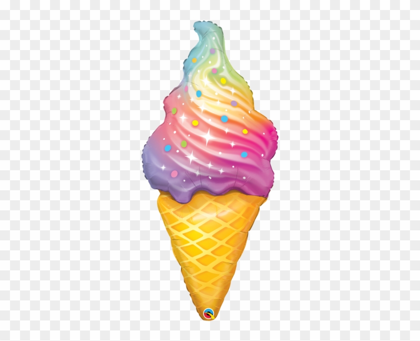 Rainbow Swirl Ice Cream 45" Supershape Balloon - Rainbow Swirl Ice Cream Cone Clipart #1447887