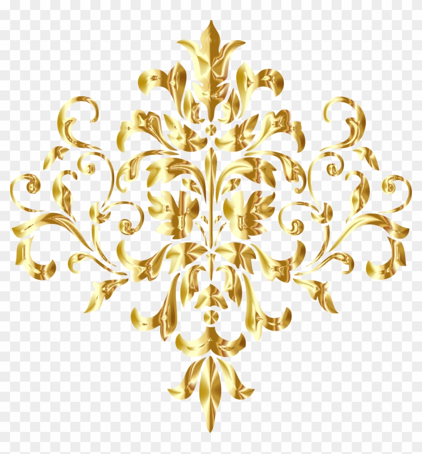 Golden Damask No Background Big Image Png Ⓒ - Gold Designs Transparent Background Clipart #1447990