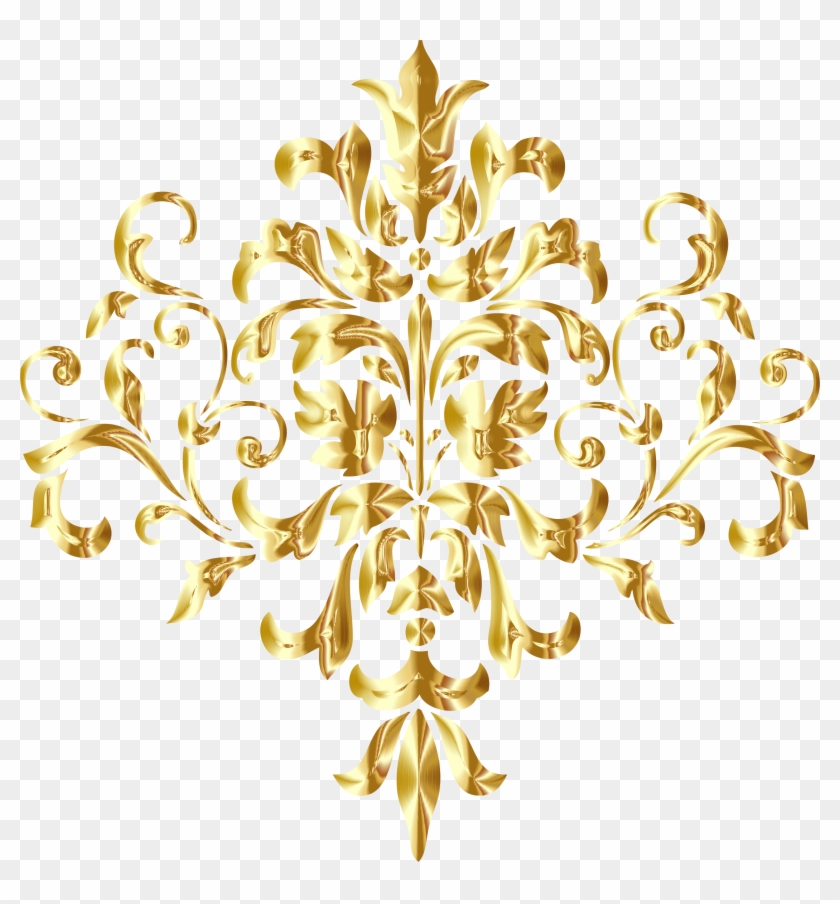 Golden Damask No Background Big Image Png Ⓒ - Gold Designs Transparent Background Clipart #1447990