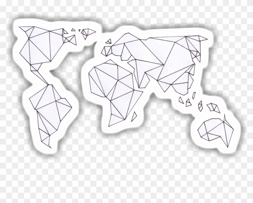 A Sticker Of A Geometric World Map - Bullet Journal World Map Clipart #1448603