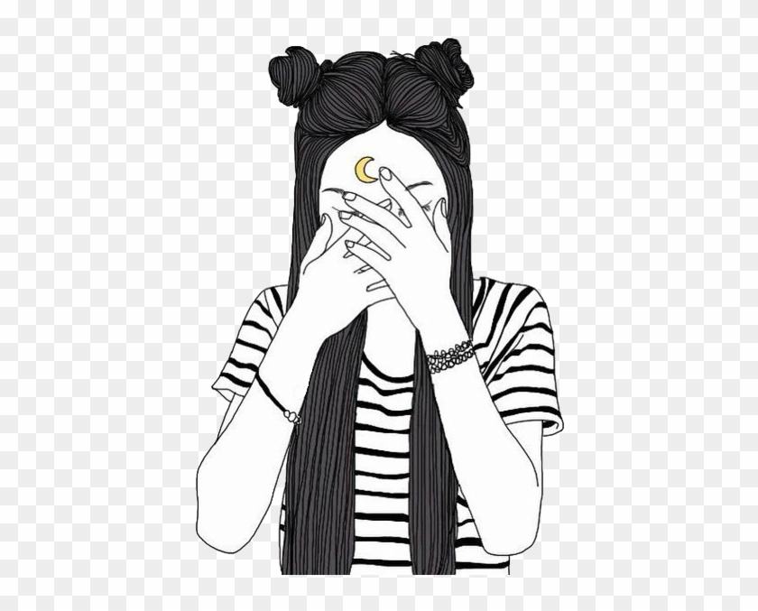 Calm Drawing Hipster - Girl Drawing Moon Clipart