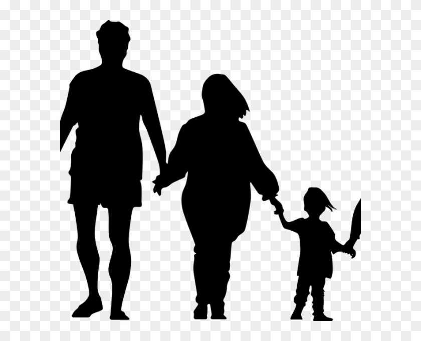Family Walking - Clipart Family Silhouette - Png Download #1449047