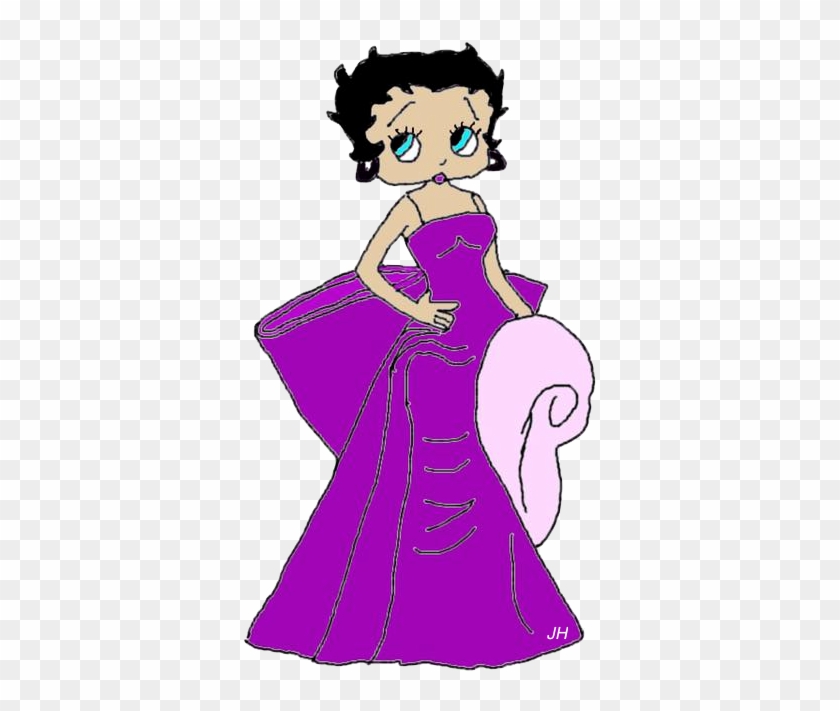 Hand Drawn Betty Boop Blue Gown Free To Use - Betty Boop Clipart