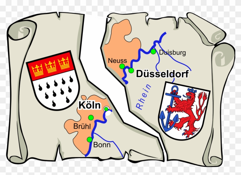 Köln Und Düsseldorf Broken Map - Broken Map Cartoon Clipart