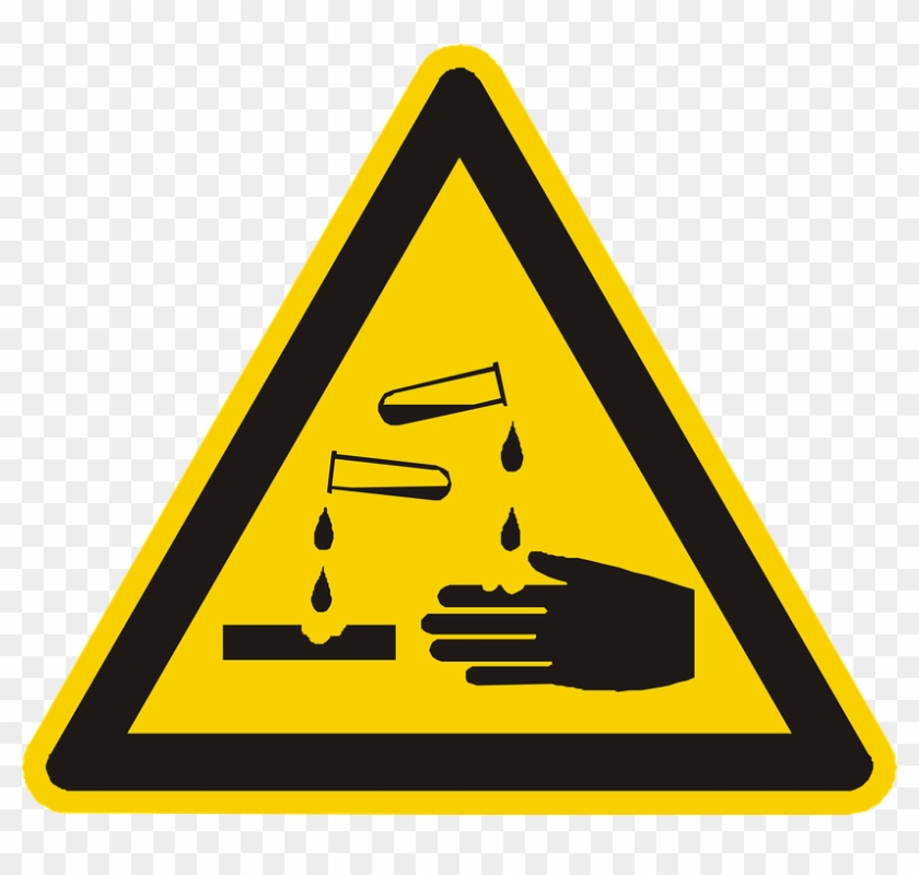 Corrosive Acid Warning Attention Yellow Sign - Attention Acid Clipart #1451452