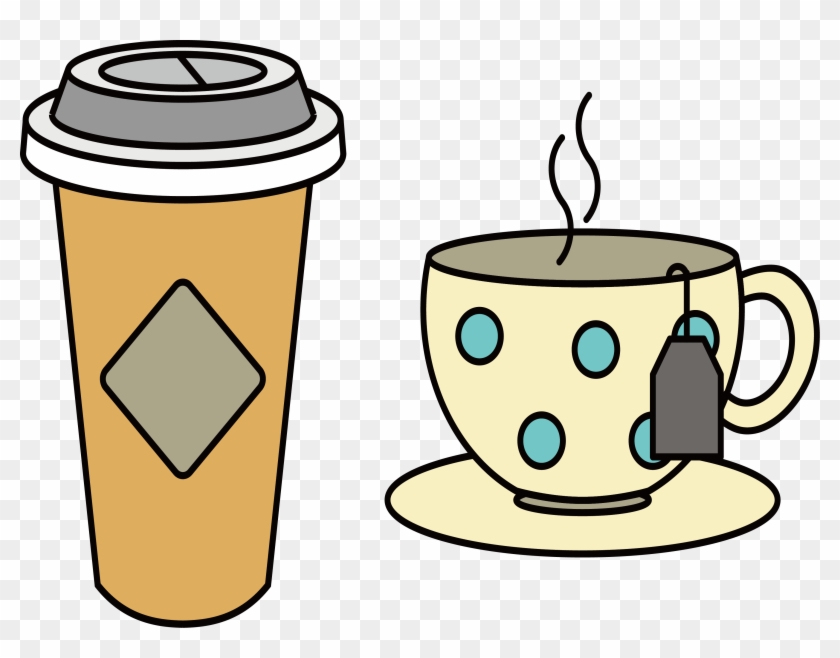 Banner Black And White Library Coffee Yum Cha Time - Coffee And Tea Drawing Clipart