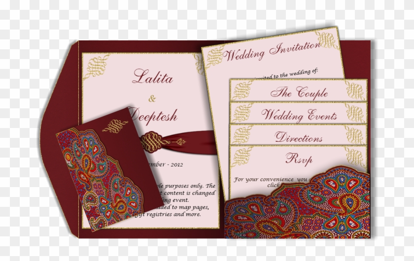 Email Card Pocket Fold Design Luxury Indian - 3 Piece Invitation Card Clipart #1453075