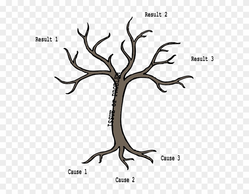 Small - Tree Trunk With Branches Template Clipart