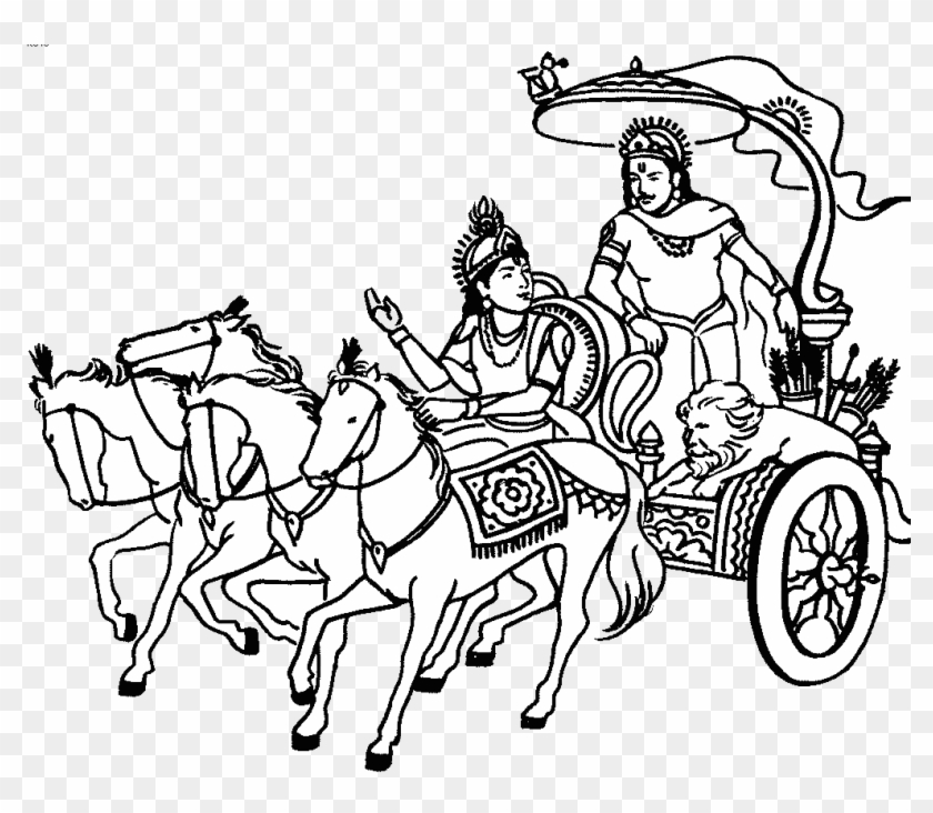 God Clipart Radha Krishna - Arjuna And Krishna Drawing - Png Download