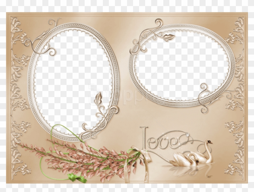 Elegant Png Love Photo Frame With Swan-and Rose Png - Transparent Background Elegant Frame Clipart