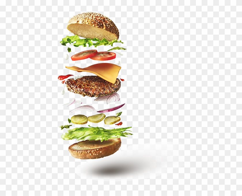 National Burger Day - Hamburger With Flying Ingredients Clipart #1459201