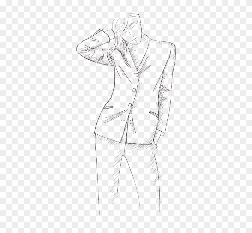 Blazer Drawing Ladies Suit - Sketch Clipart #1460217